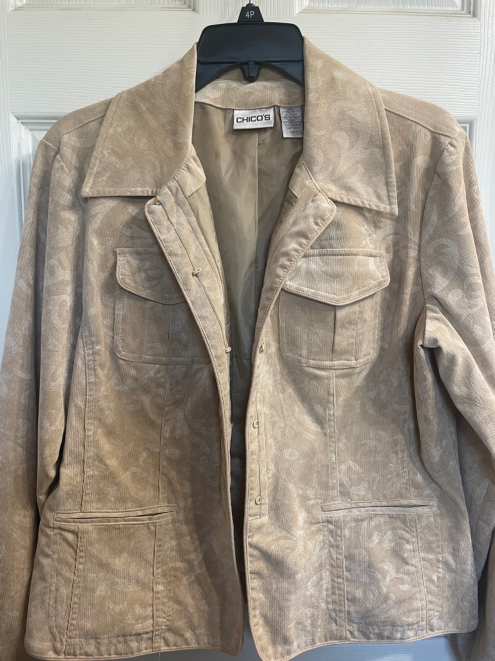 Chico's Light Beige Suede-Texture Blazer Jacket